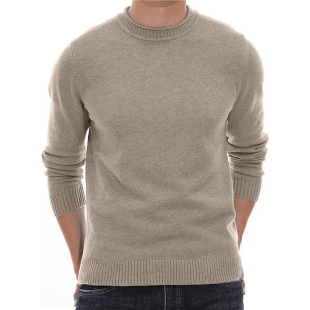 Men's Crewneck Sweater Soft Casual for Classic Pullover with‎ Ribbing Edge